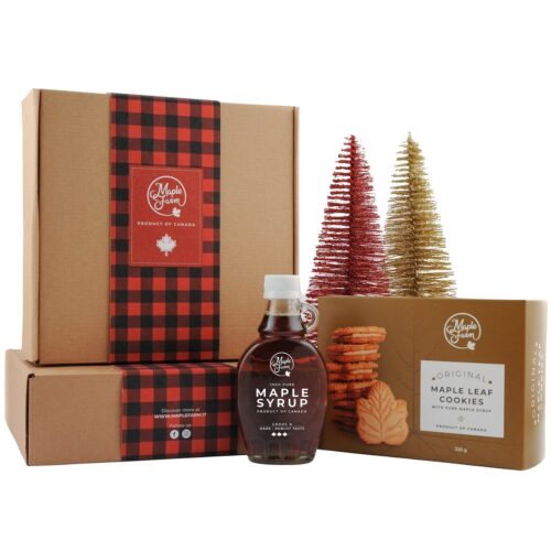 MAPLE LEAF gift box - Dark maple syrup bottle and maple syrup cookies