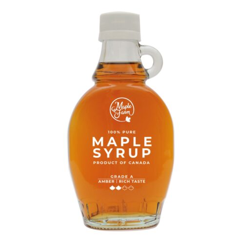 MapleFarm maple syrup Amber glass bottle