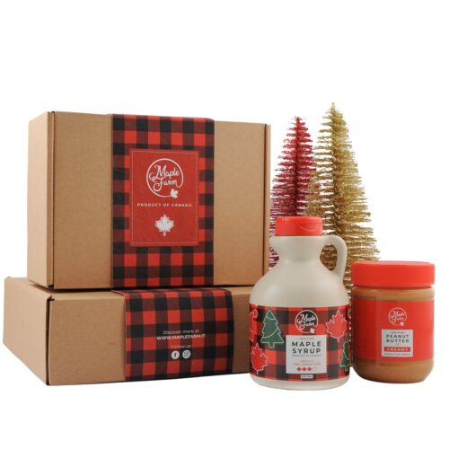 SANTA'S HAT Gift Box - Limited edition Canadian Christmas maple syrup jug and Pure creamy peanut butter