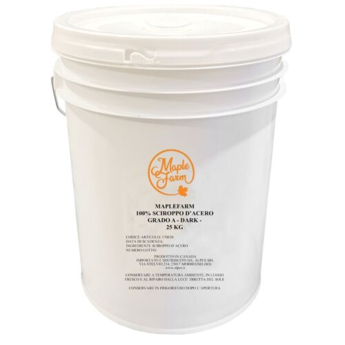 Puro sciroppo d’acero – Dark – Fustino da 18,90L (25 KG) - PRODOTTO RISERVATO A GROSSISTI, DISTRIBUTORI O OPERATORI DEL SETTORE ALIMENTARE IN POSSESSO DI PARTITA IVA
