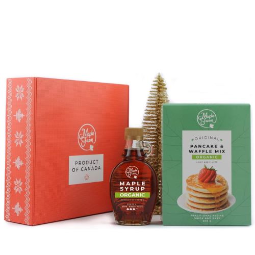 Coffret cadeau XMAS FIR - Bouteille de sirop d'érable bio et préparation pour crêpes et gaufres bio (Copia)